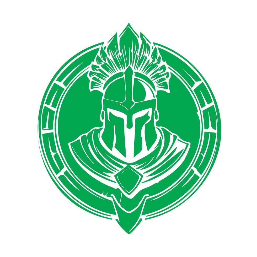 Emerald Knight in Stylized Medieval Armor Emblem Design vector