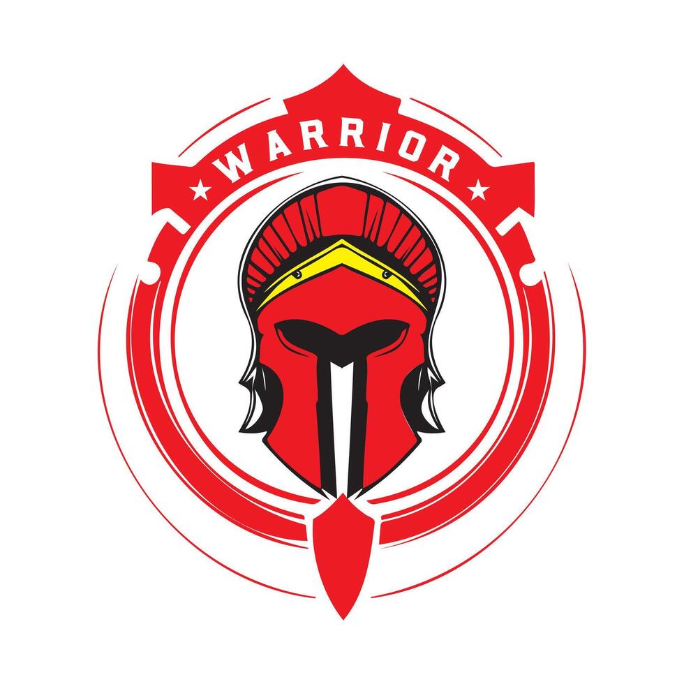 Bold Warrior Emblem For Classic Red Shield Logo Design vector