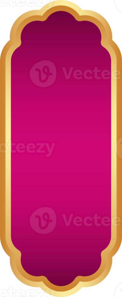 Ramadan golden frame. Islamic window shape. Arabic arch. Muslim vintage border for design with pink background. Indian decoration in oriental style. png