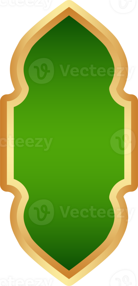 Ramadan golden frame. Islamic window shape. Arabic arch. Muslim vintage border for design with green background. Indian decoration in oriental style. png