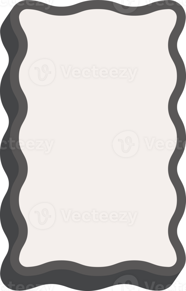 Wavy rectangle frame. Scallop edge box. Outline squiggle border. Groovy zigzag abstract shape. Cute square aesthetic banner. Retro art. png