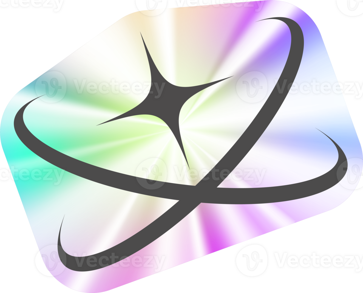 Y2k holographic sticker Cosmic orbit stars png