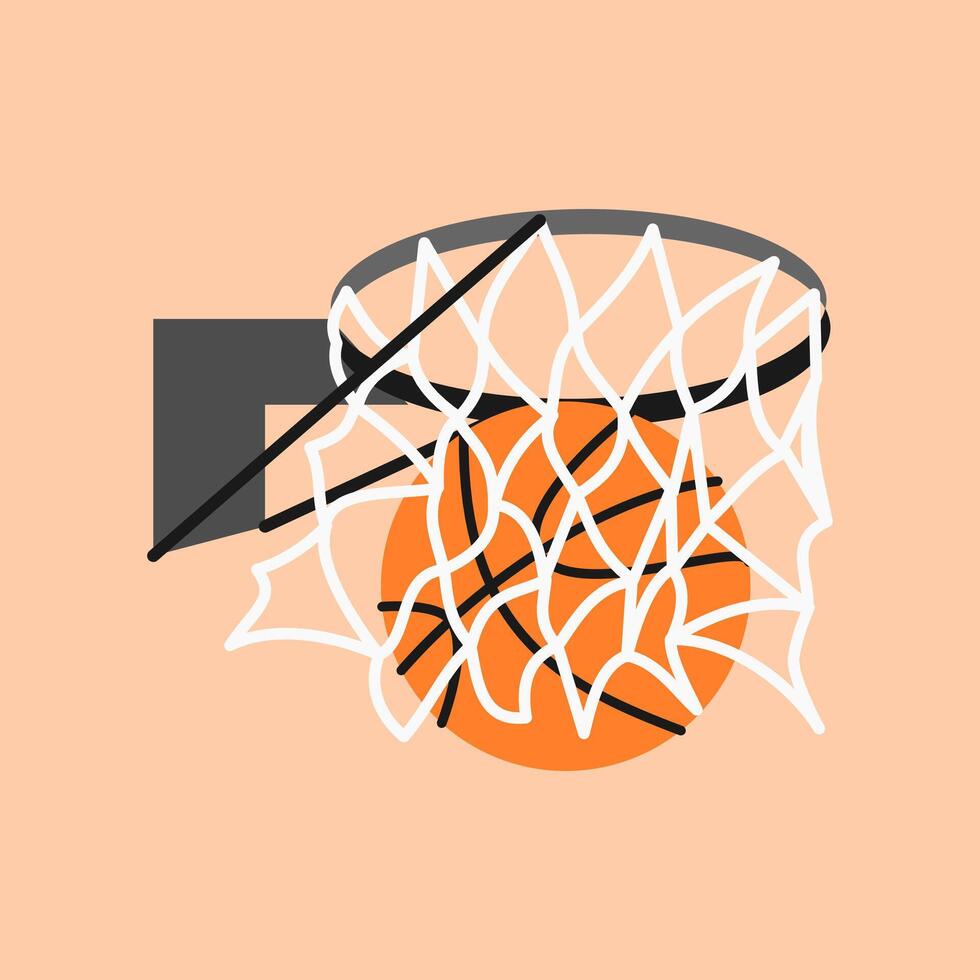 basketball ball going through the net illustration vector