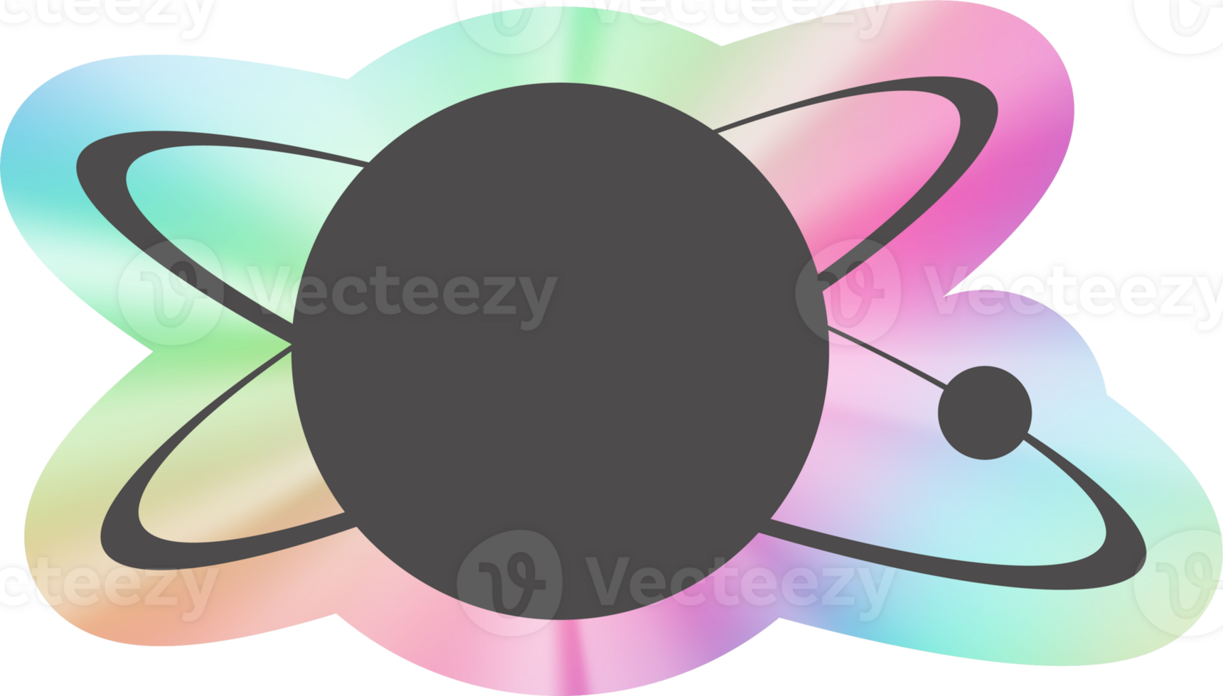 Y2k holographic planet sticker png
