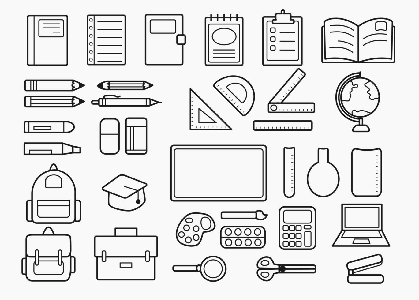 icons set of school supplies isolated on white background vector