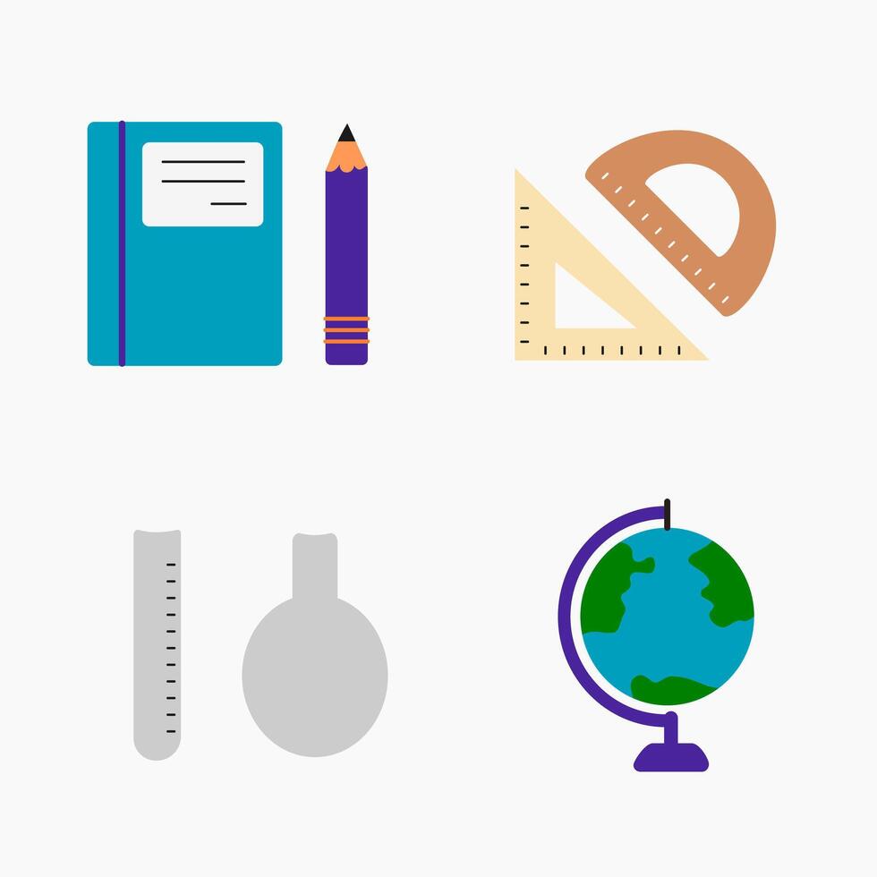 icons set of school supplies isolated on white background vector