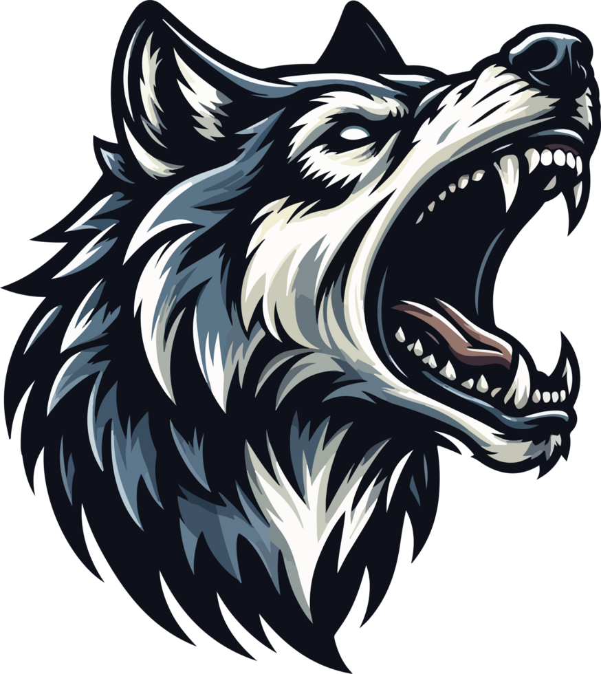 cartoon wolf with a fierce expression. png