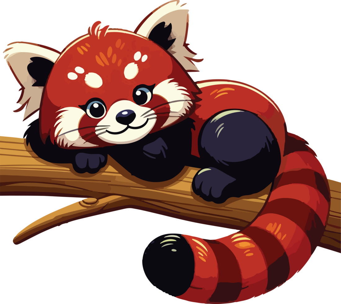 Cute Red Panda Cartoon Illustration png