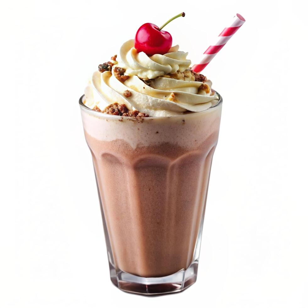 Chocolate milk shake isolated on a white background photo