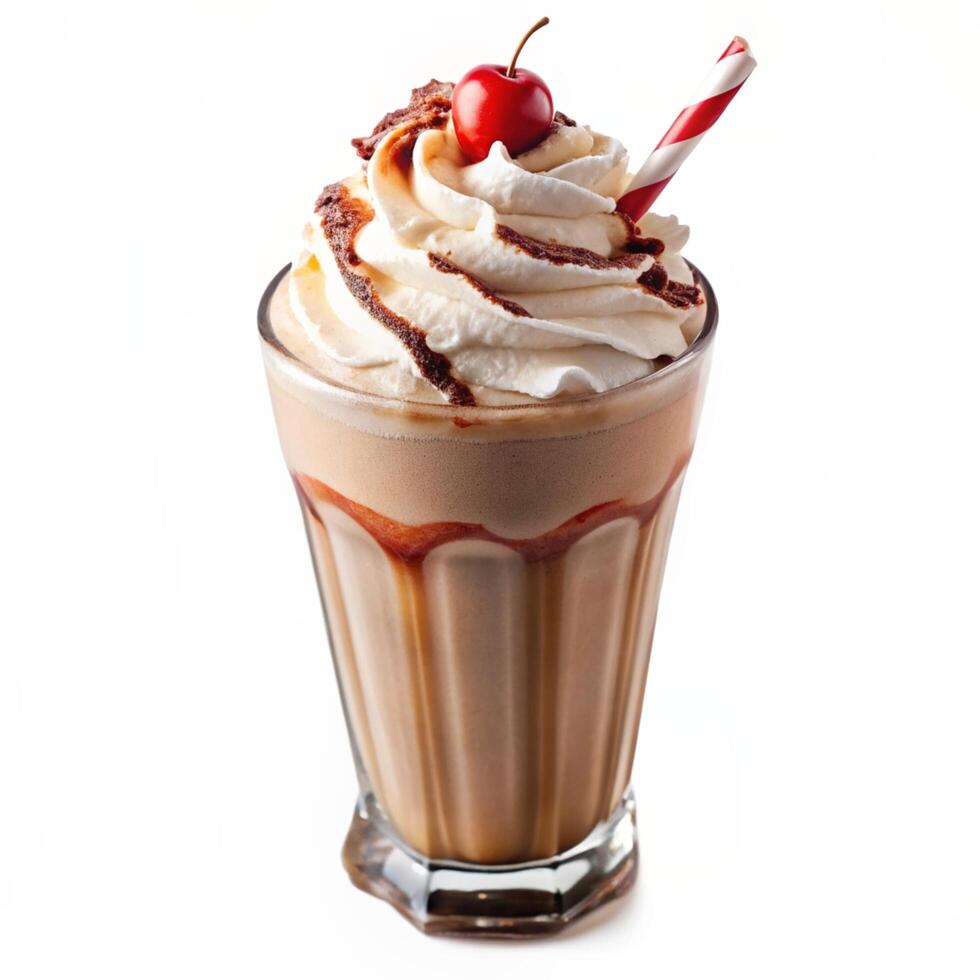 Chocolate milk shake isolated on a white background photo