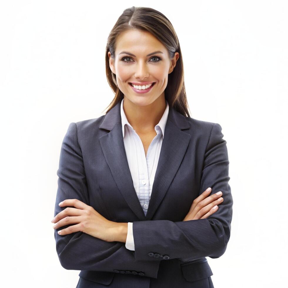 Portrait of businesswoman,white background photo