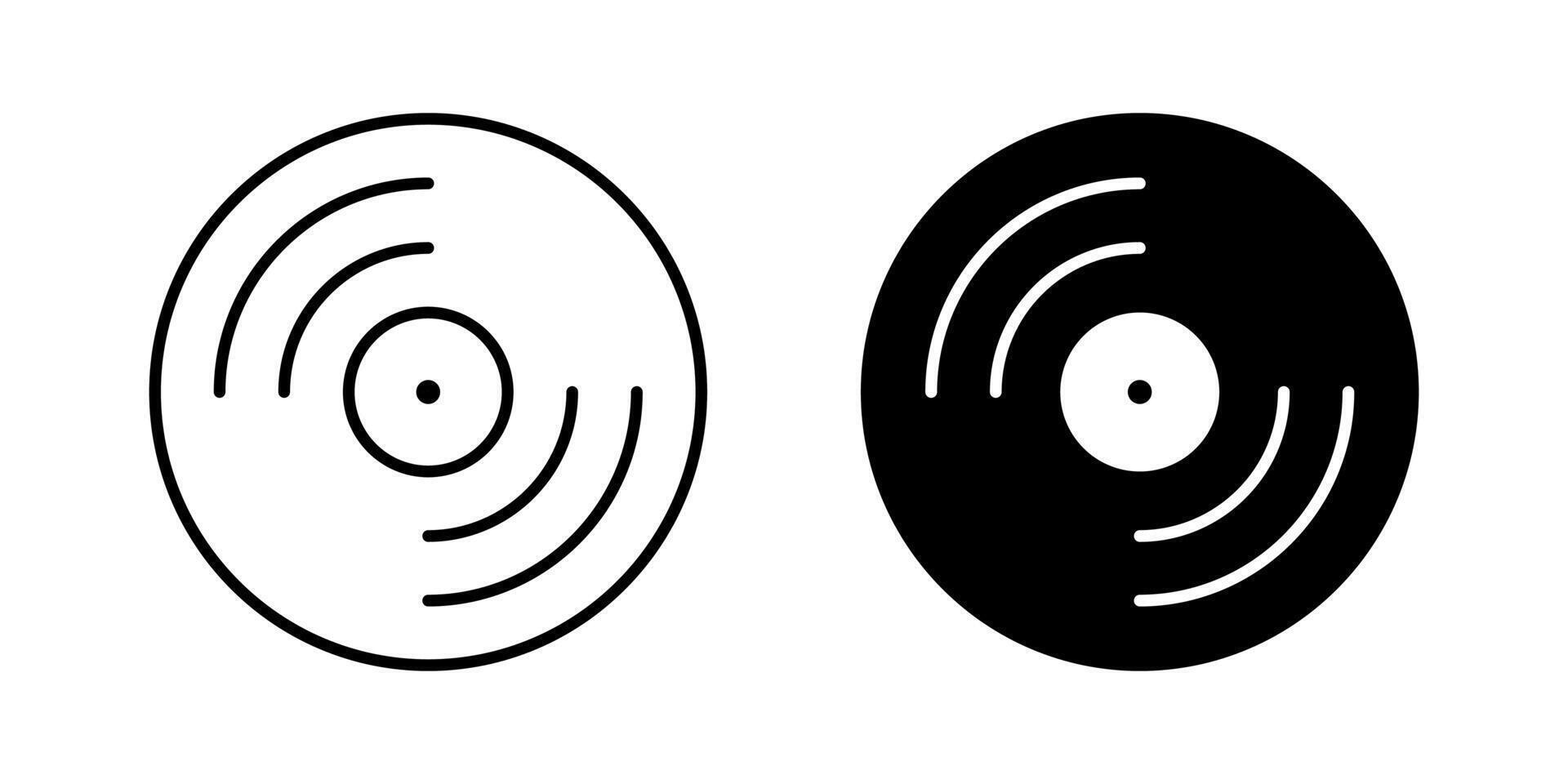 Vinyl icon. Music record vintage disc illustration. Retro sound symbol. Turntable player sign. LP pictogram. vector