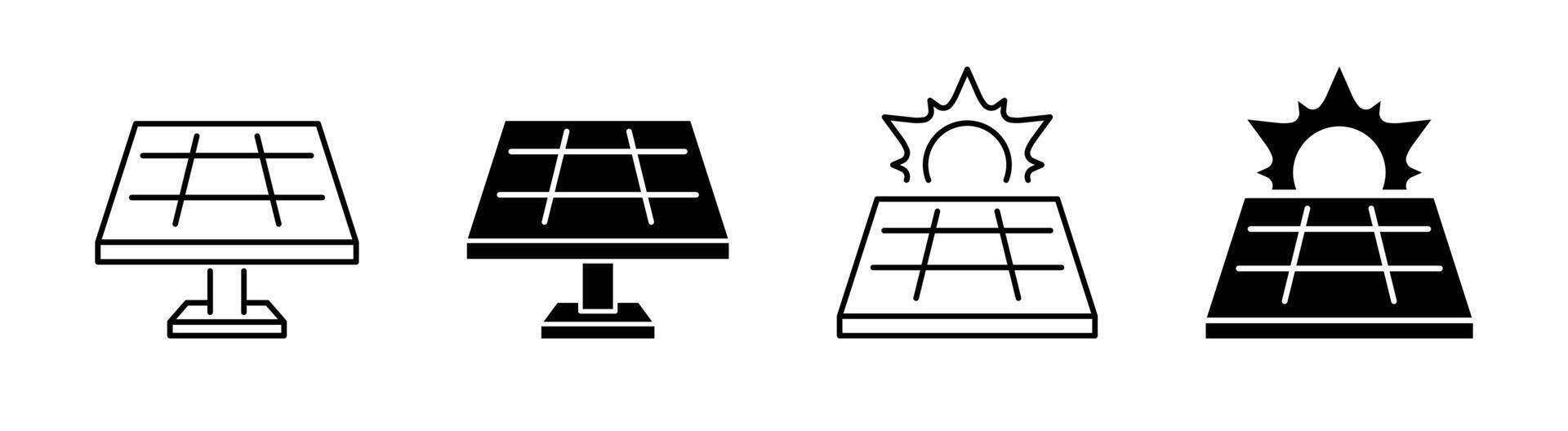 Solar panel icon. Renewable energy system symbol. Alternative energy illustration. Solar power battery system symbol . vector