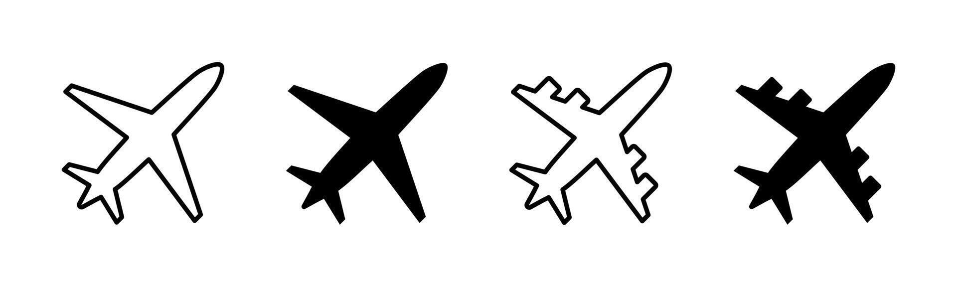 Plane icon set. Airplane illustration. Airline flight illustration. Aviation aeroplane symbol. Air forces concept. Travel jet sign. vector