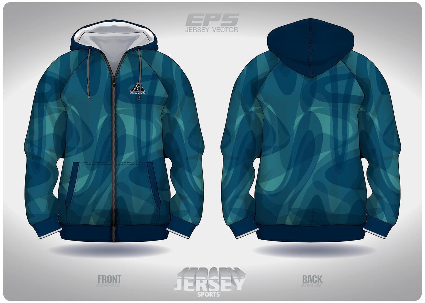 EPS jersey sports shirt .emerald green water wave pattern design, illustration, textile background for sports long sleeve hoodie vector