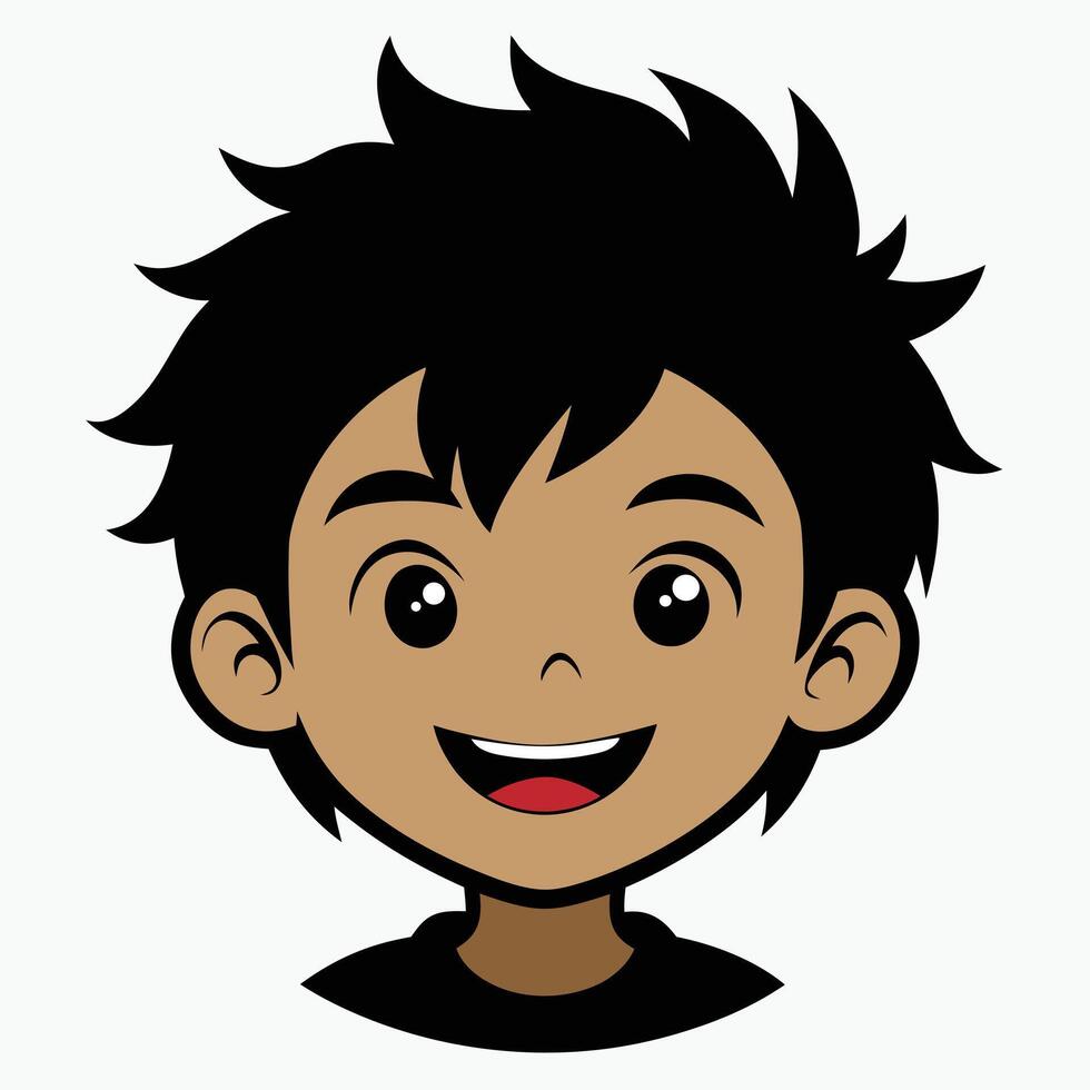 A Boy Happy Mode Emoji Style. Happy kids avatars. Cute children smiling, boy girl in rounds set. Illustration girl and boy avatar, happy kids, child happiness. Boy Happy Face illustration art. vector