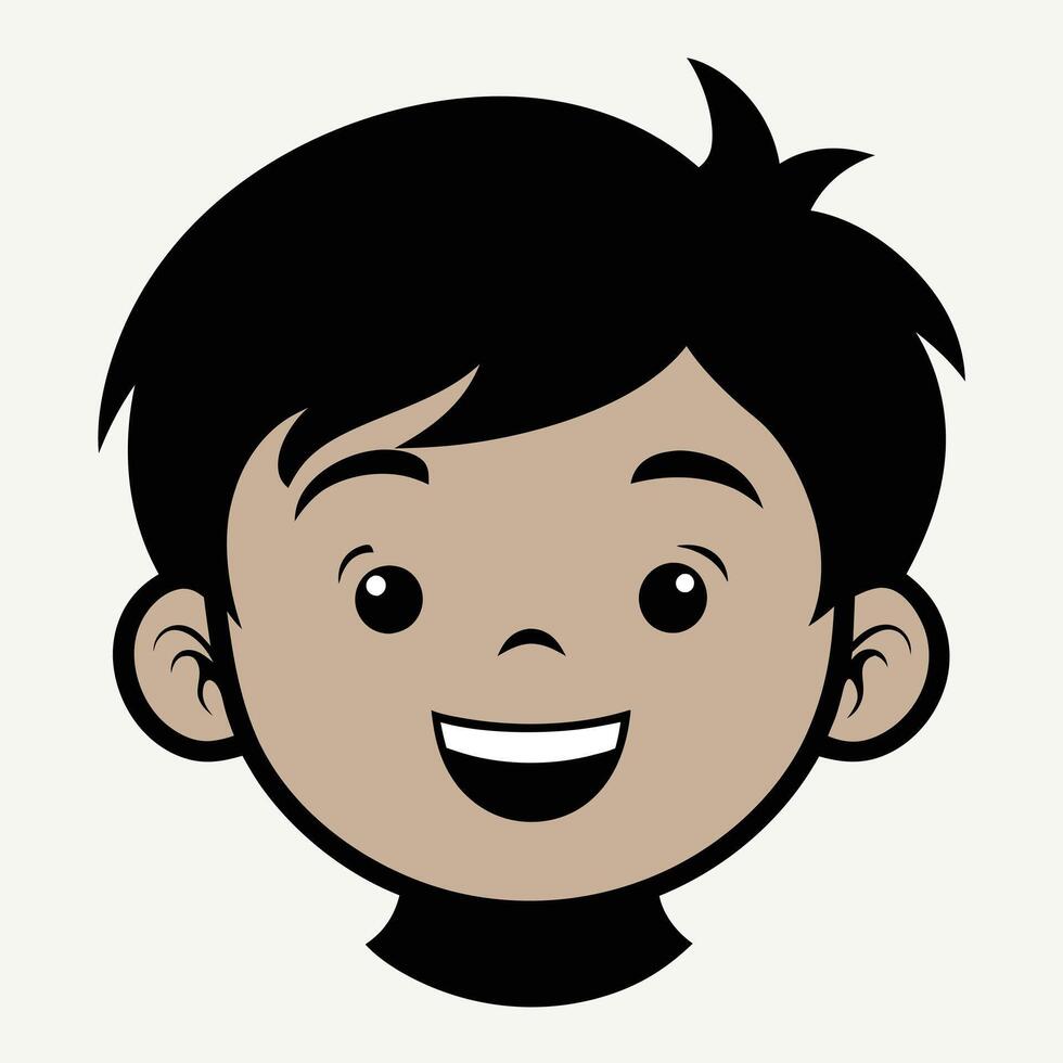 A Boy Happy Mode Emoji Style. Happy kids avatars. Cute children smiling, boy girl in rounds set. Illustration girl and boy avatar, happy kids, child happiness. Boy Happy Face illustration art. vector
