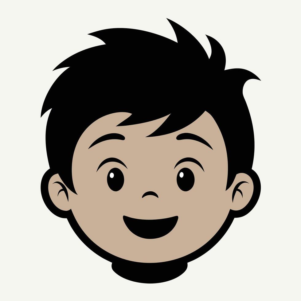 A Boy Happy Mode Emoji Style. Happy kids avatars. Cute children smiling, boy girl in rounds set. Illustration girl and boy avatar, happy kids, child happiness. Boy Happy Face illustration art. vector