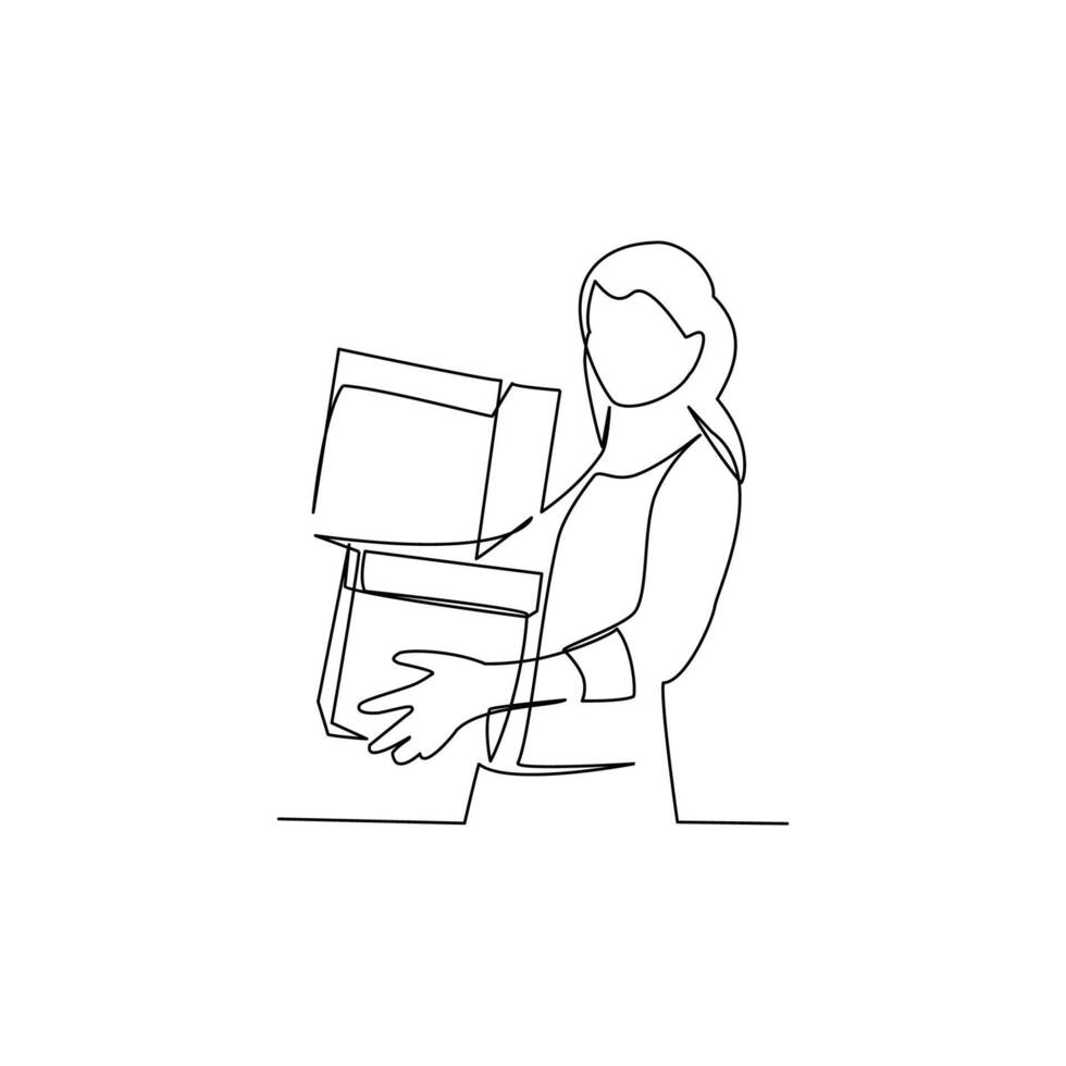 Woman with a boxes vector