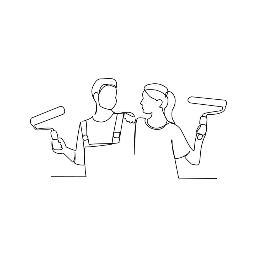 Decorator drawn in line art style vector
