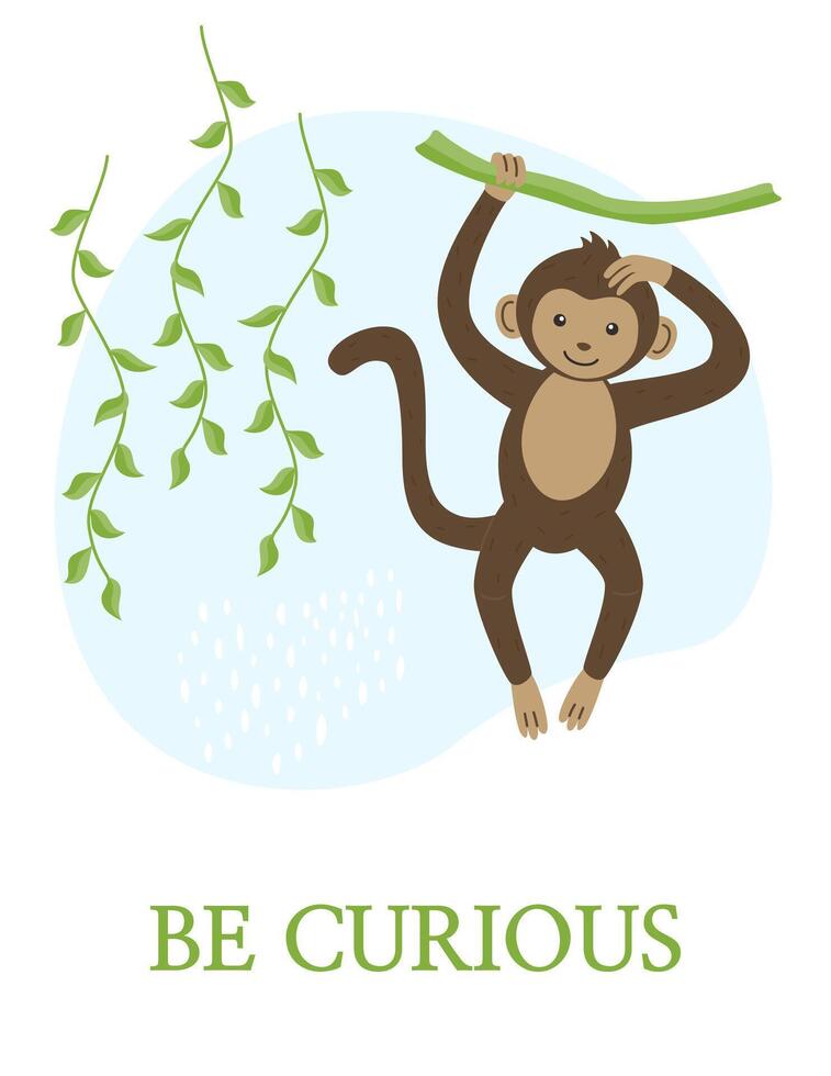 Children's A4 poster drawing with an image of an animal. vector