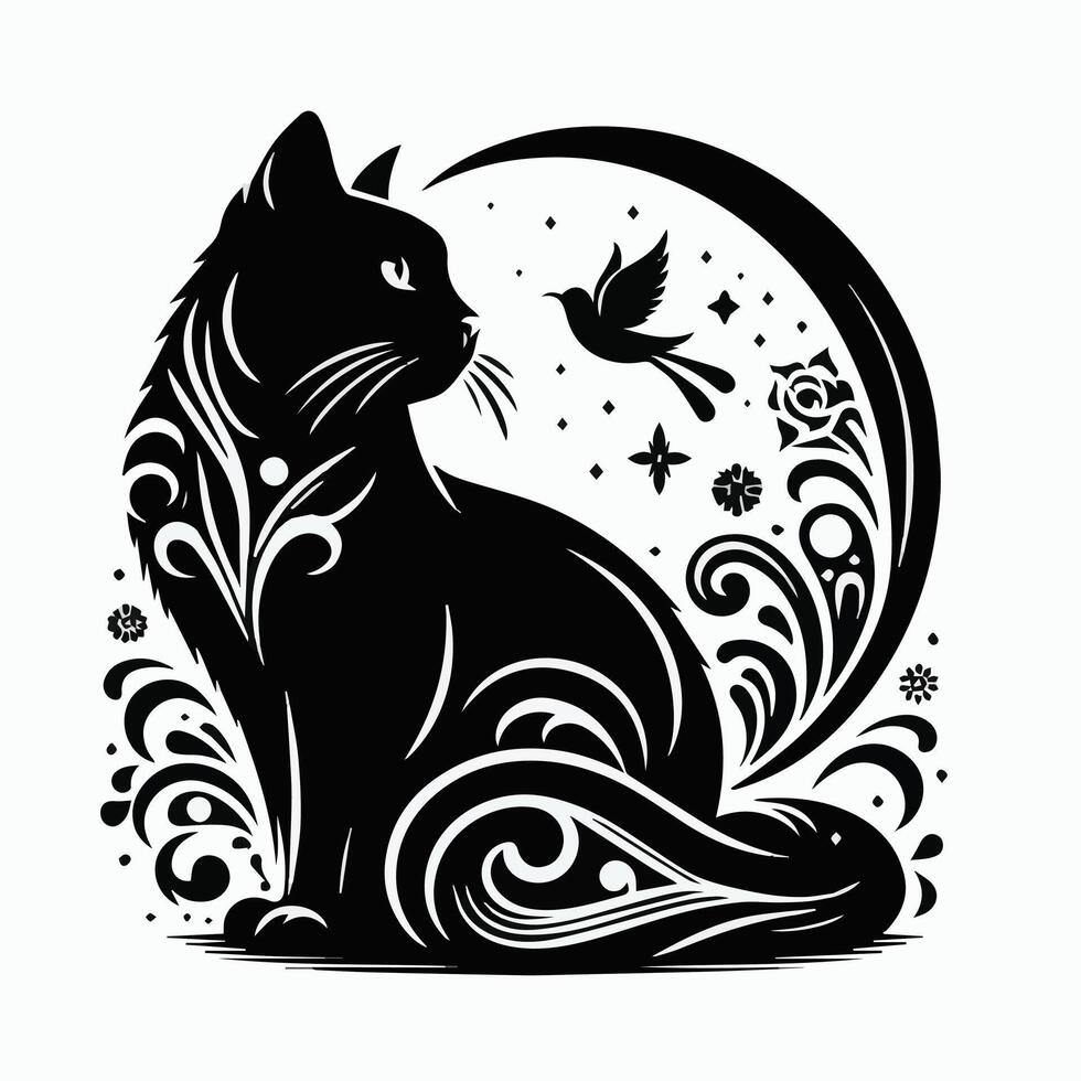 Cat Art Silhouette Illustrations vector