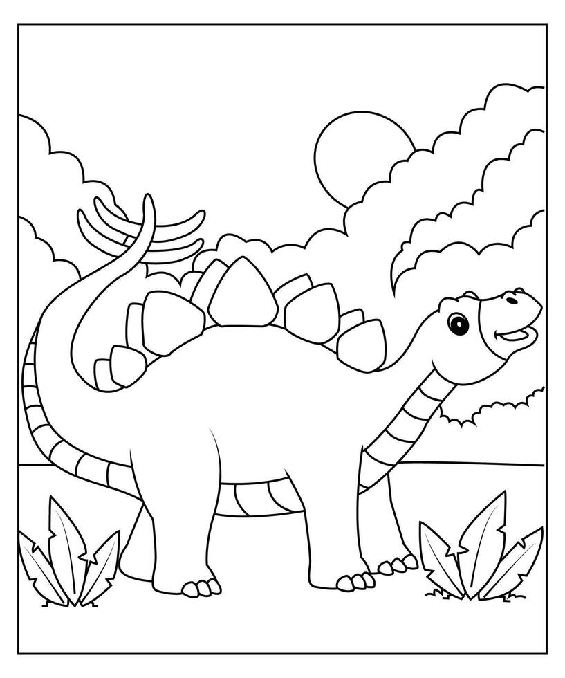 Dinosaur coloring page for kids and adults vector