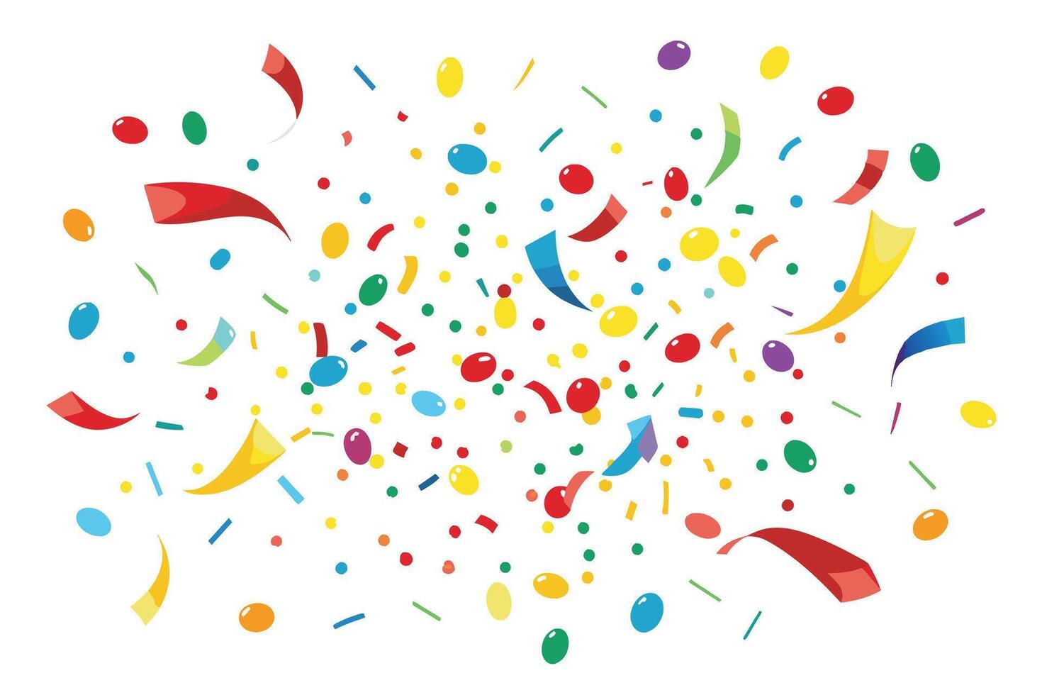 Colorful Confetti and Streamers Falling On White Background vector
