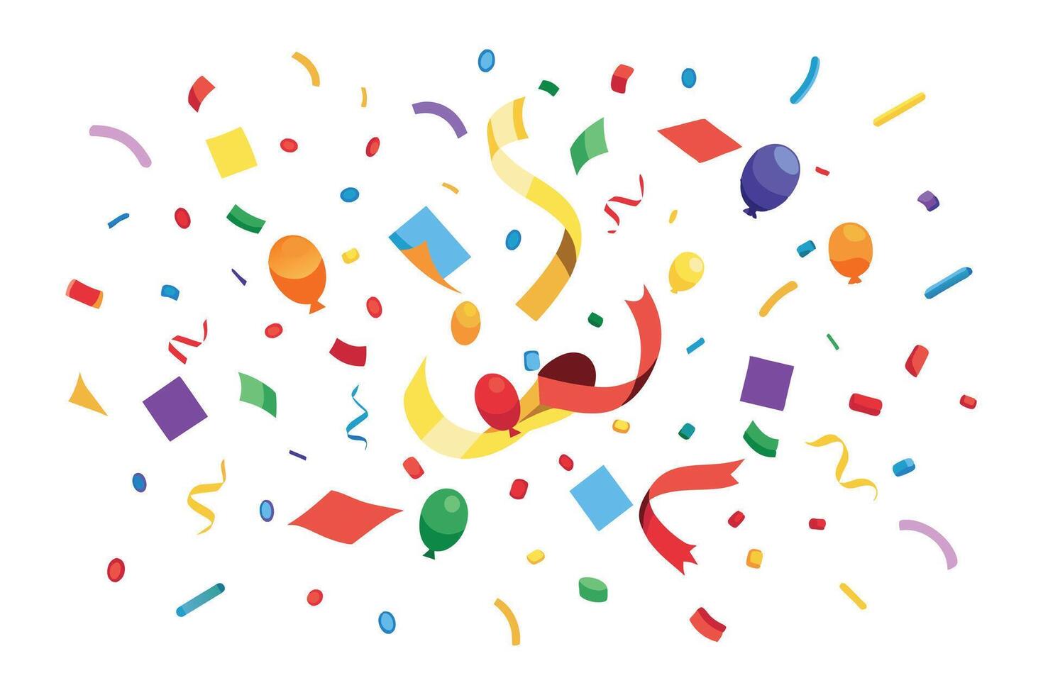 Colorful Confetti And Balloons Falling In Celebration vector