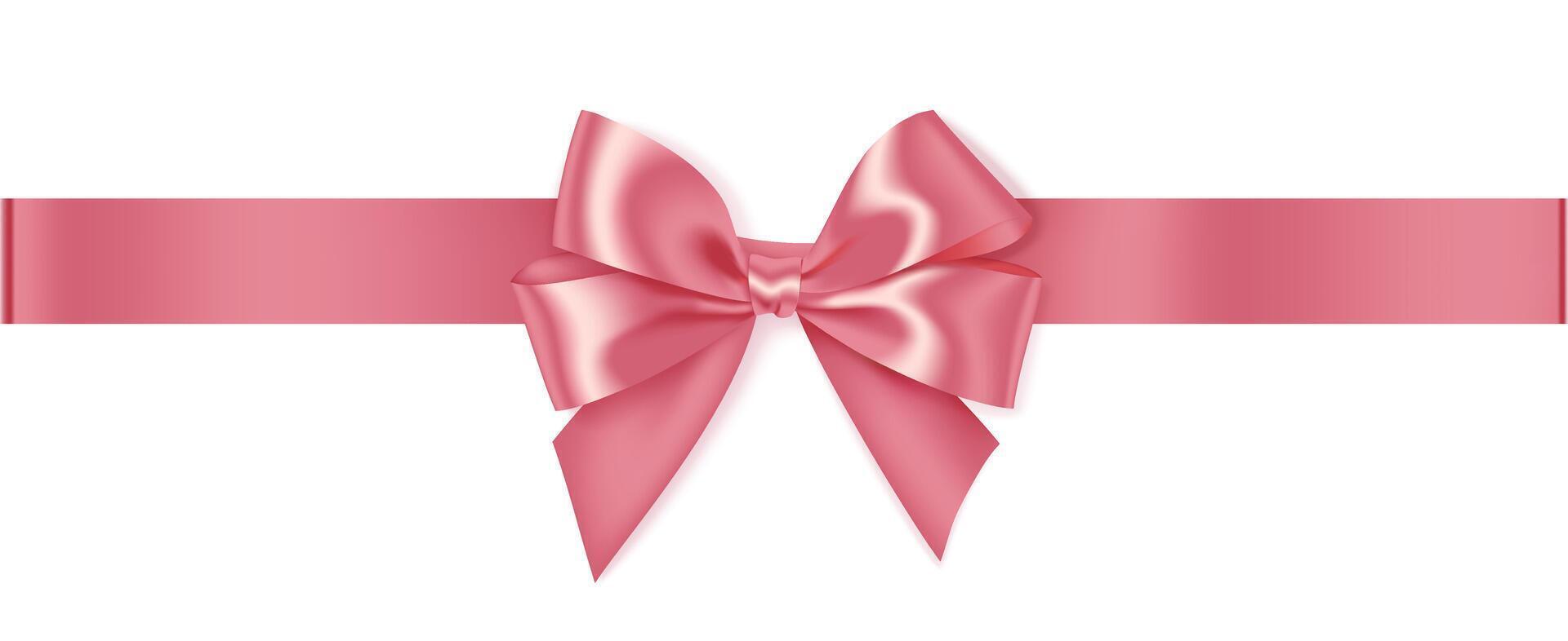 Pink satin ribbon with bow vector
