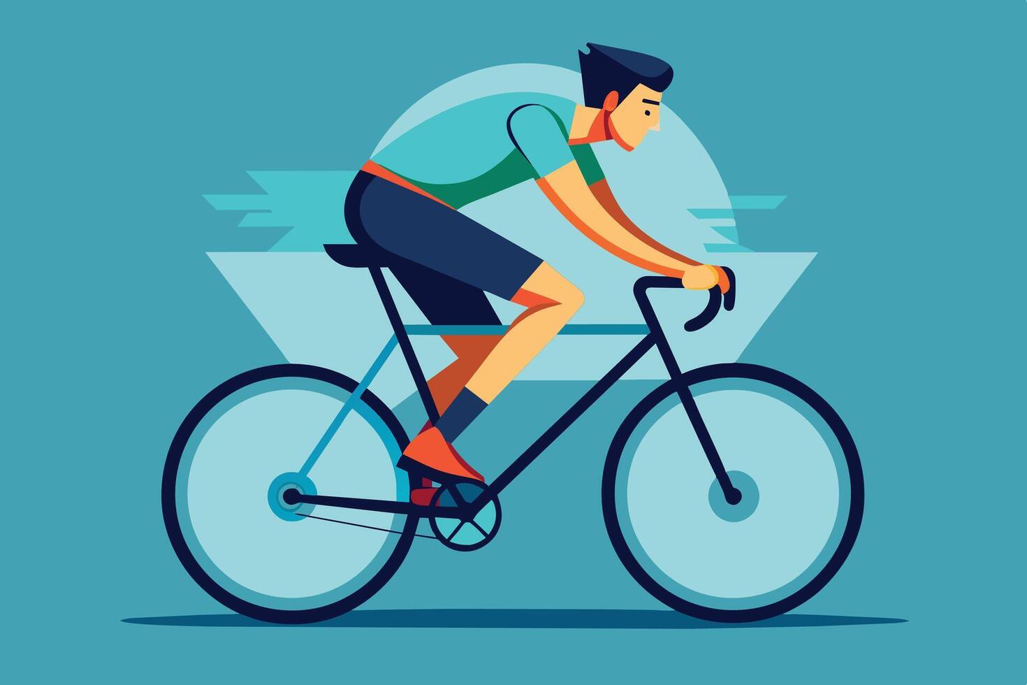 Man Riding a Bicycle on a Blue Background vector
