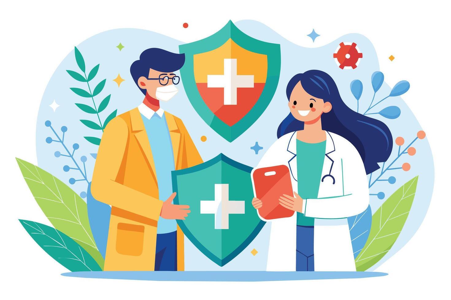 Healthcare Professional Offering Protection and Support vector