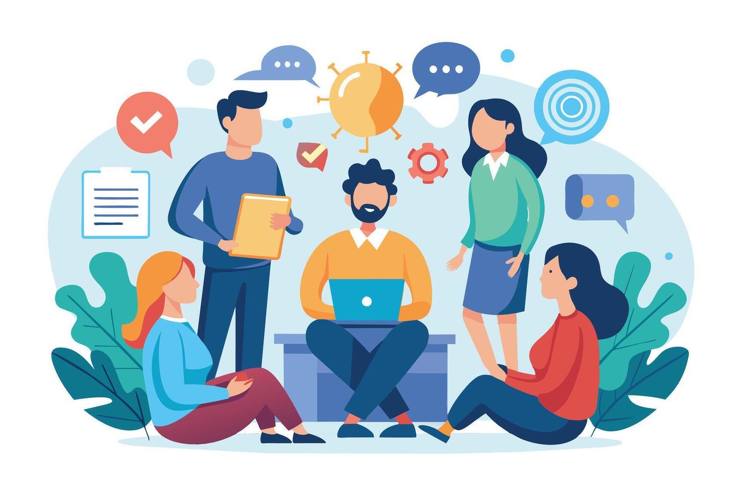 A Team of Diverse Individuals Collaborating on a Project vector
