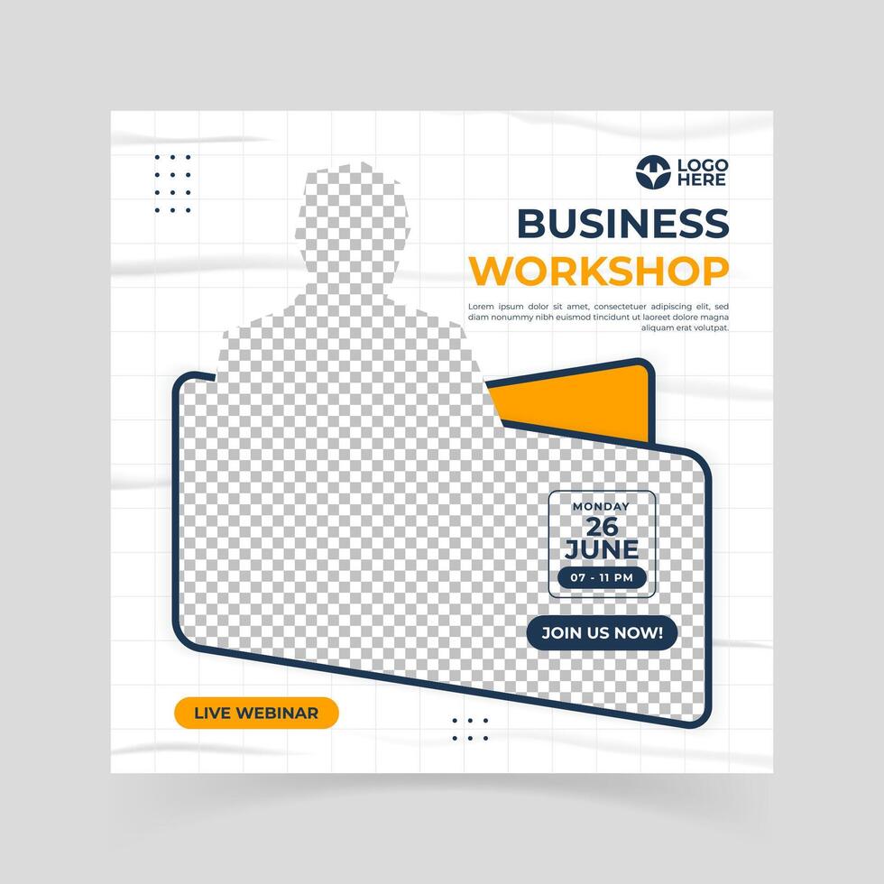 Business Workshop Social Media Post Template Webinar Online vector