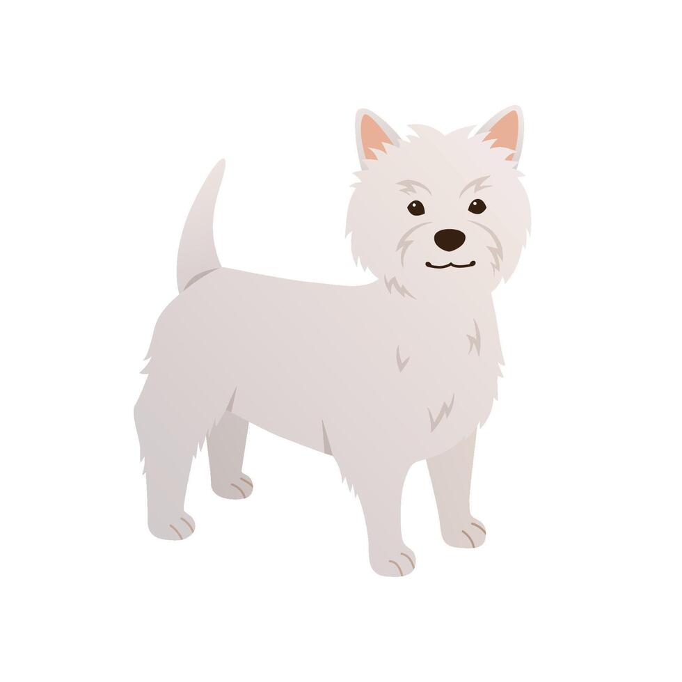West Highland White Terrier. Cartoon dog illustration in flat style. Happy Westie isolated on white background vector