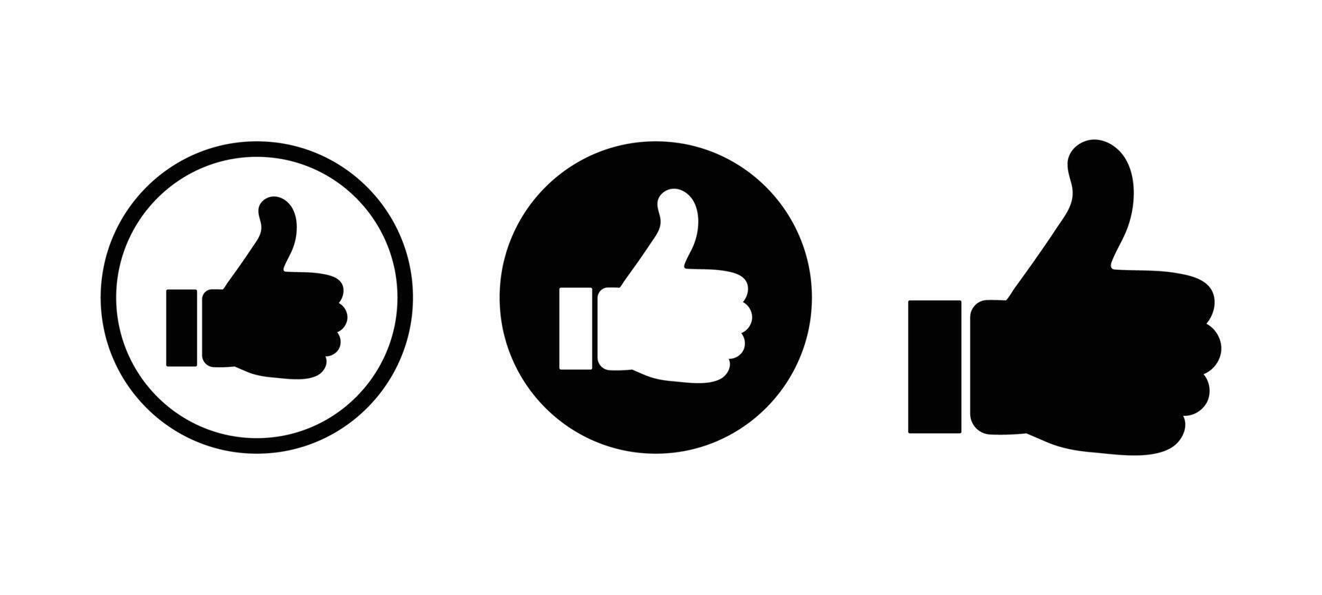 Thumb up or Like icon set illustration. Thumb up symbol vector