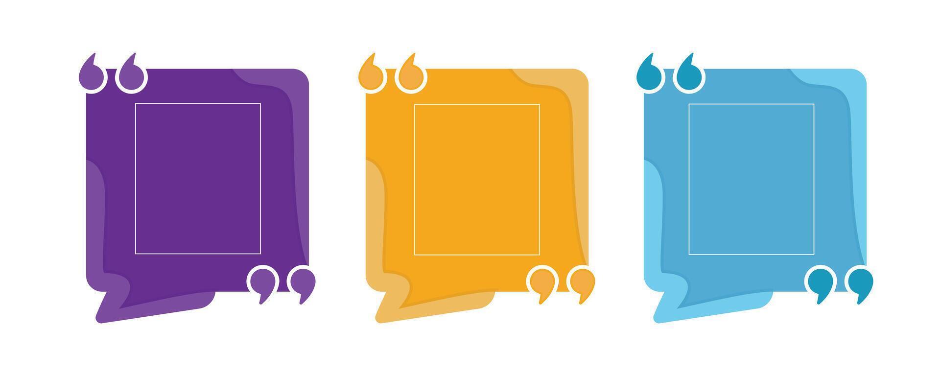 Quote frame blank template set illustration. Empty textbox signs vector