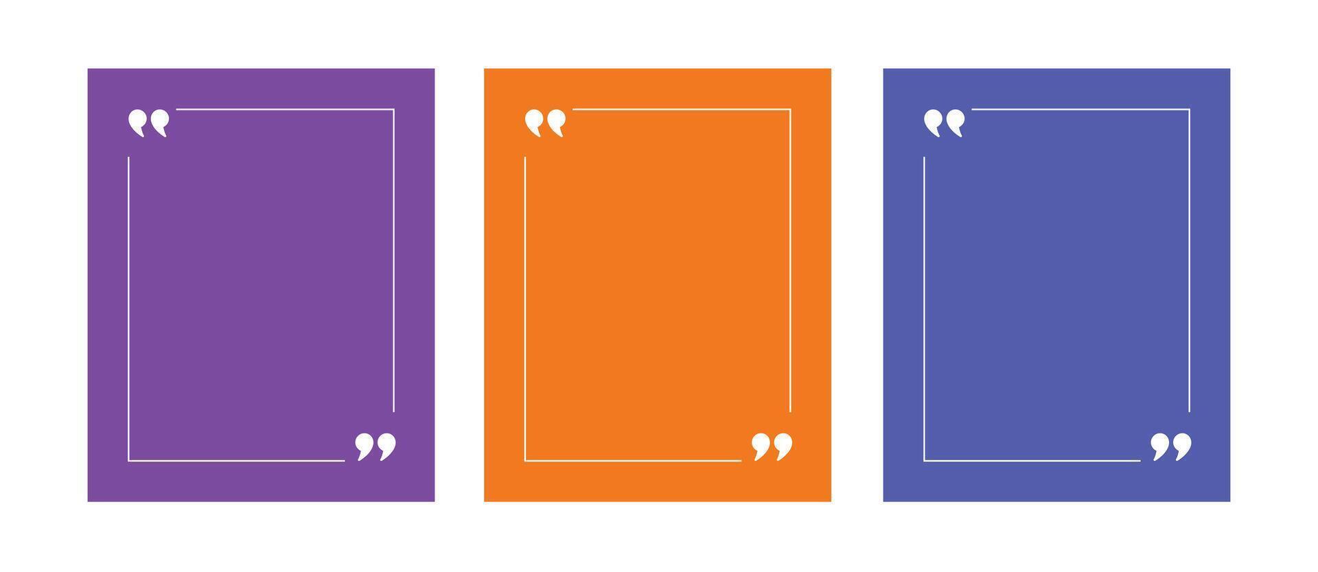 Quote frame blank template set illustration. Empty textbox signs vector