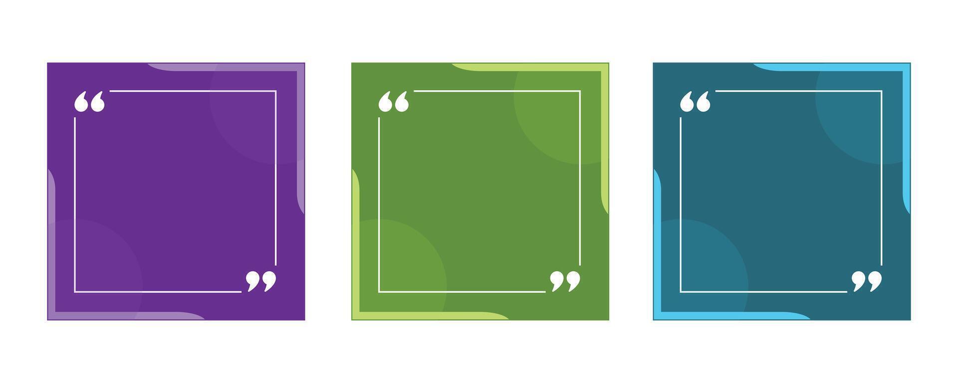 Quote frame blank template set illustration. Empty textbox signs vector