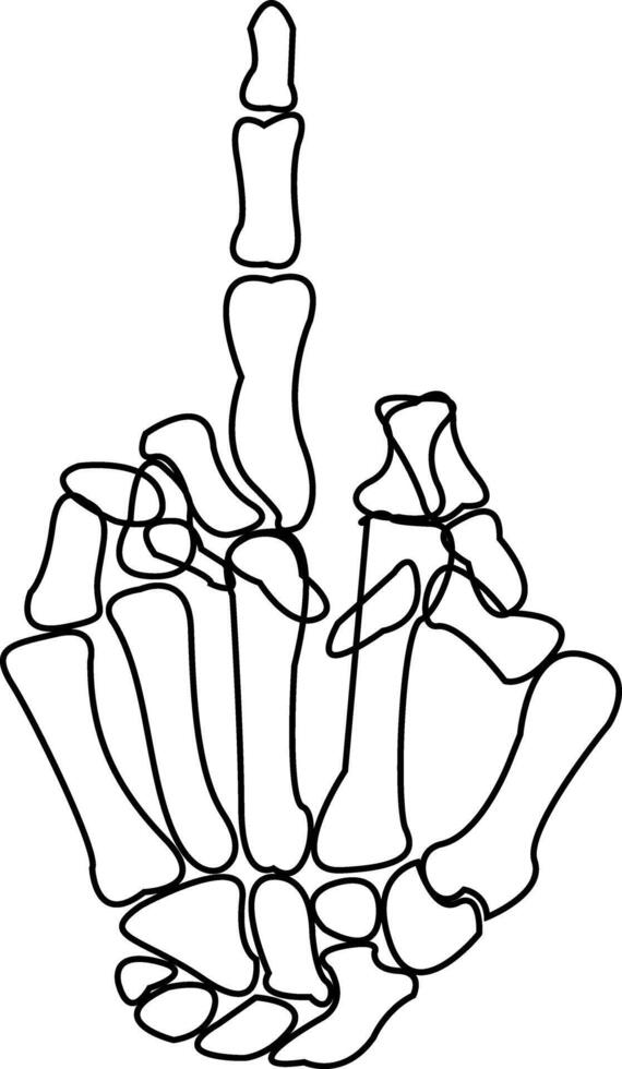 Isolated Middle Finger Sign Skeleton Hand. Trendy, Comic, Gothic, Halloween Illustration for Posters and Prints, Stickers, and Tattoos. Anatomy of Evil. illustration vector
