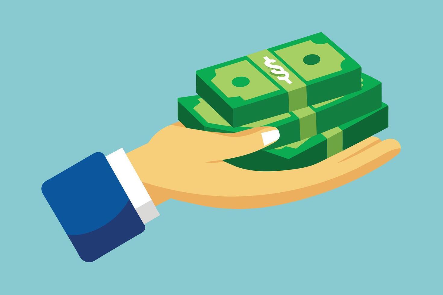 Hand Holding Stack of Cash Illustration for Business vector