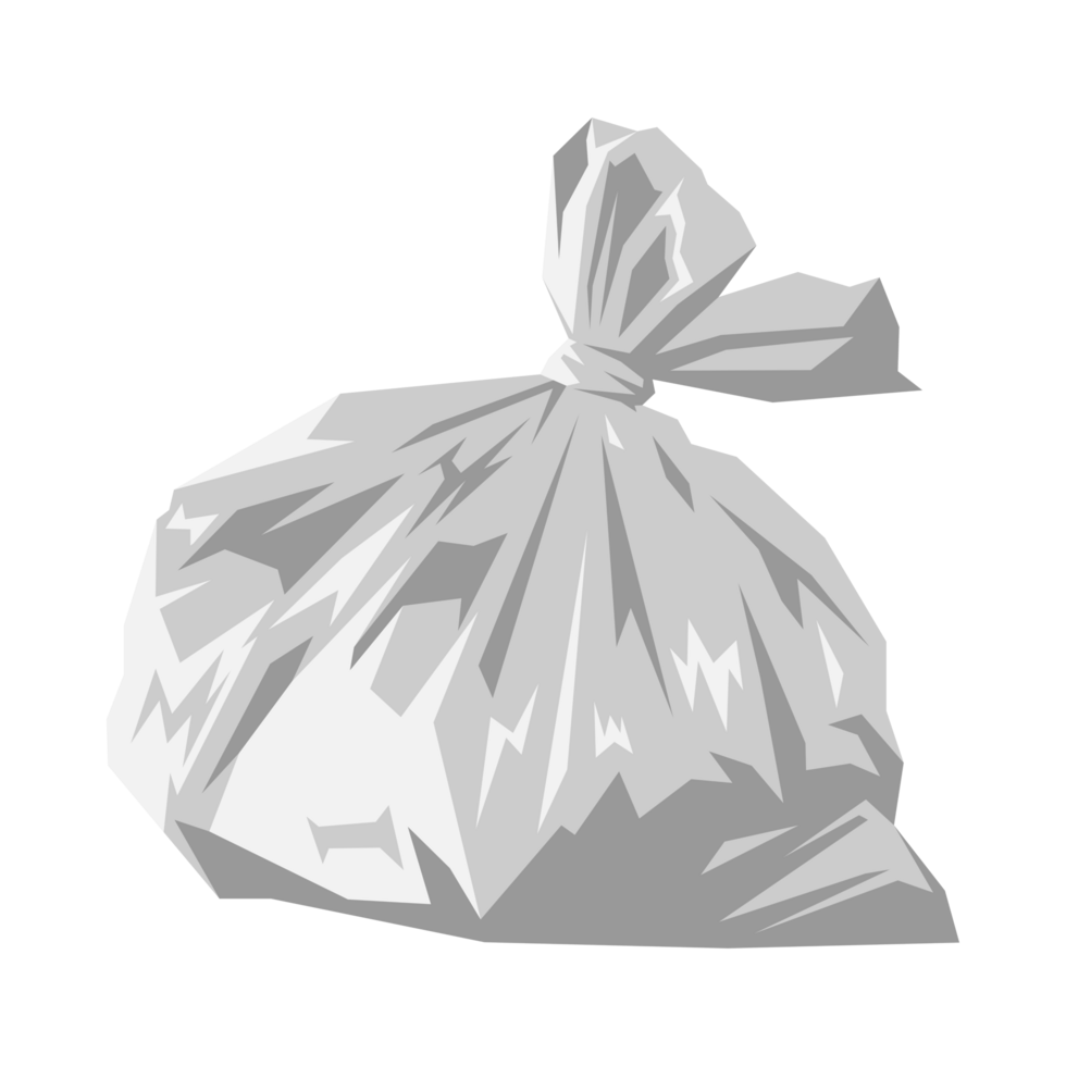 White garbage bag. Full of rubbish. Illustration. png