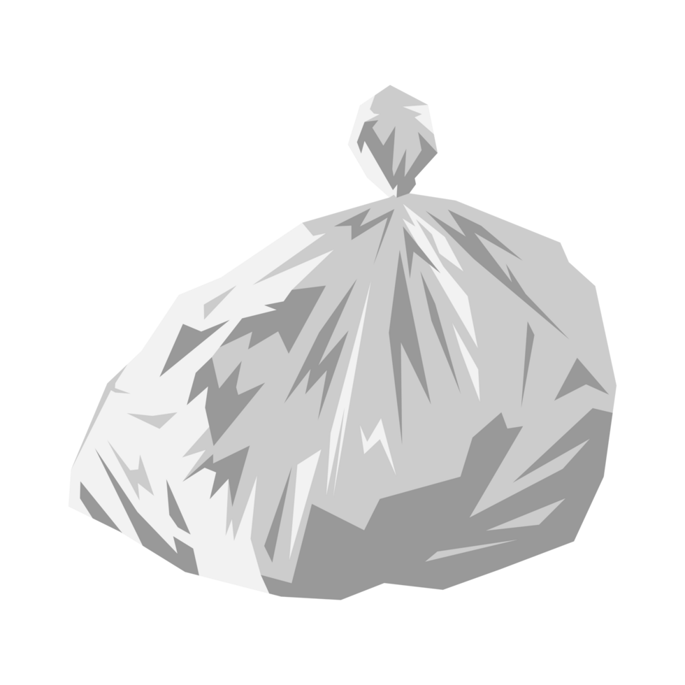 White garbage bag. Full of rubbish. Illustration. png