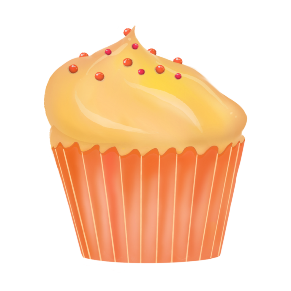 A Cupcake with Yellow Frosting and Sprinkles on a Transparent Background png