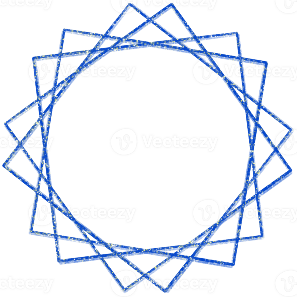 A Blue Geometric Circular Frame on a Transparent Background png