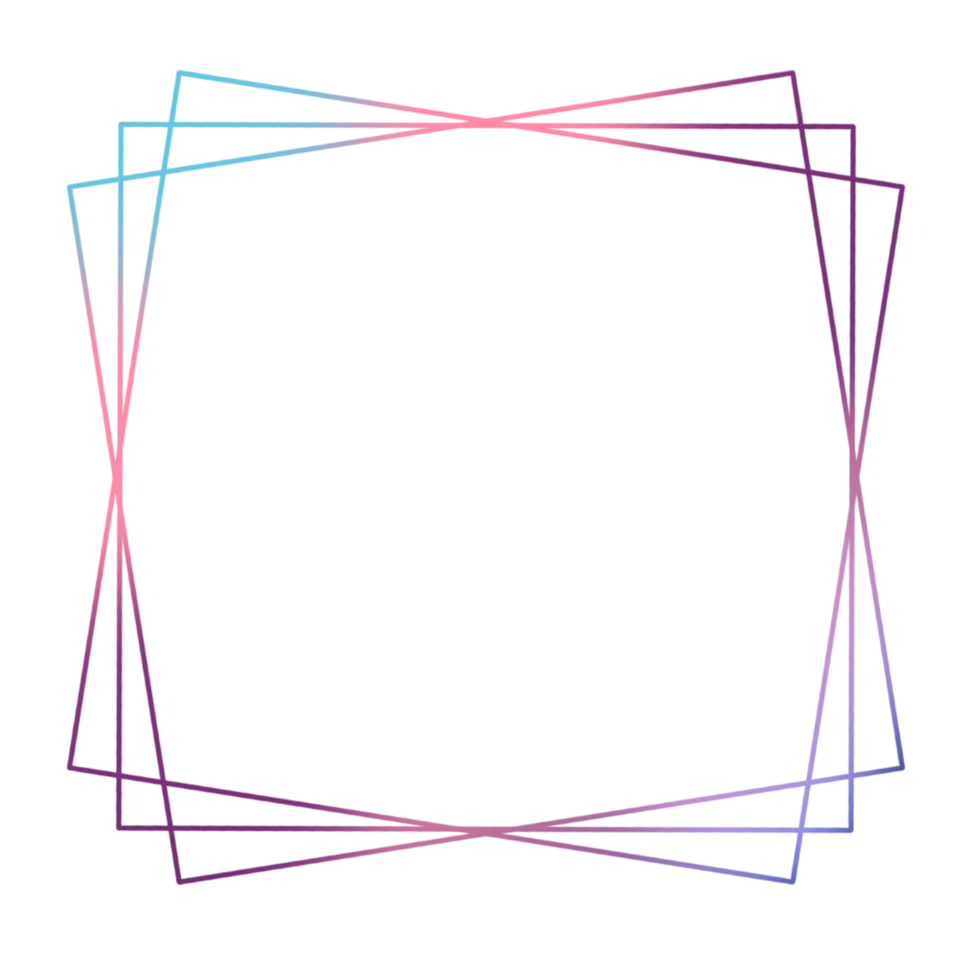 Multi-Coloured Geometric Square Frame on a Transparent Background png