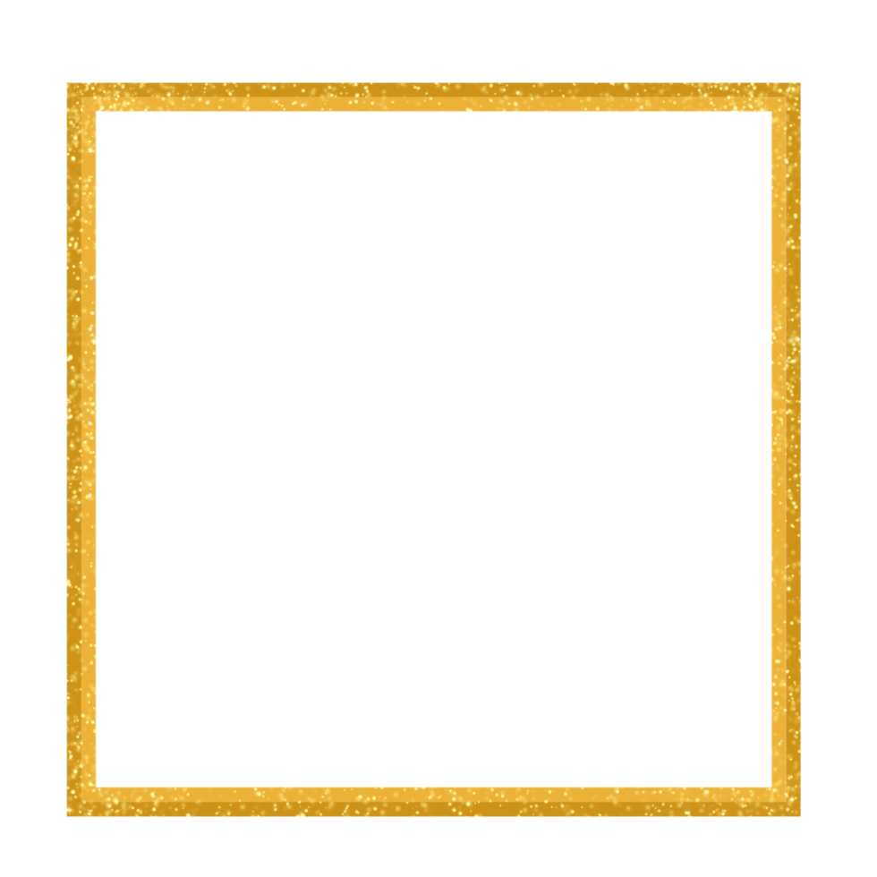 Glittery Gold Square Frame on a Transparent Background png