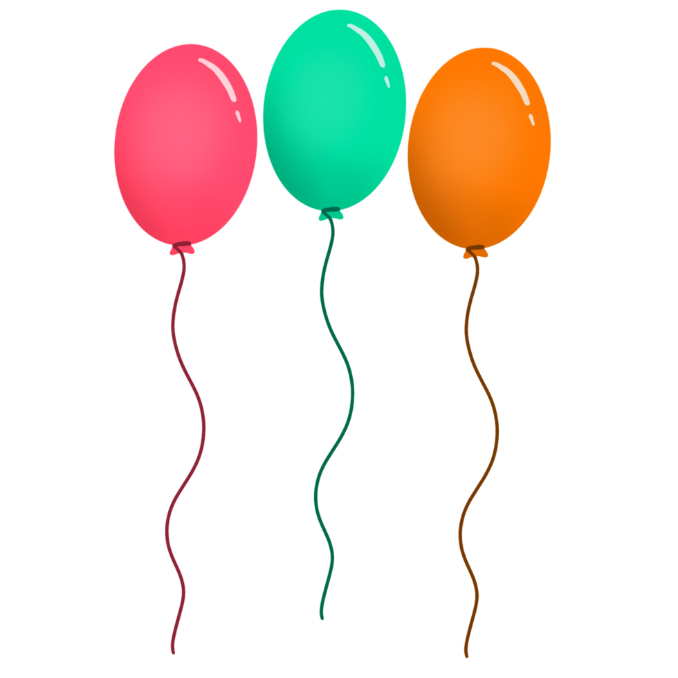 Three Colourful Balloons on a Transparent Background png