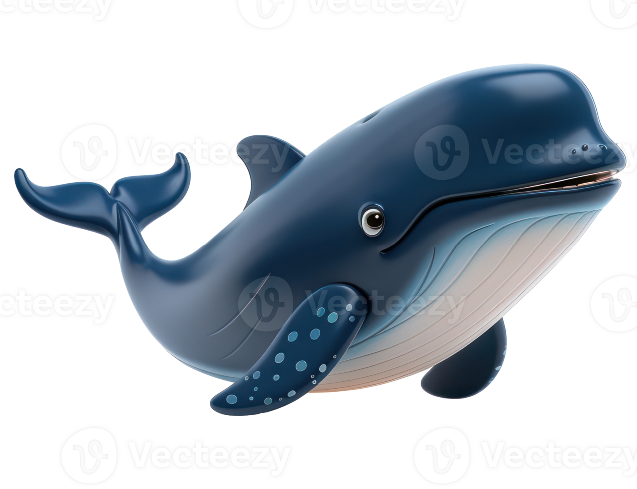 3D cartoon whale, deep blue, di-cut , isolated on background, perfect for marine-themed projects. Summer vacations and sea lifestyle concept png