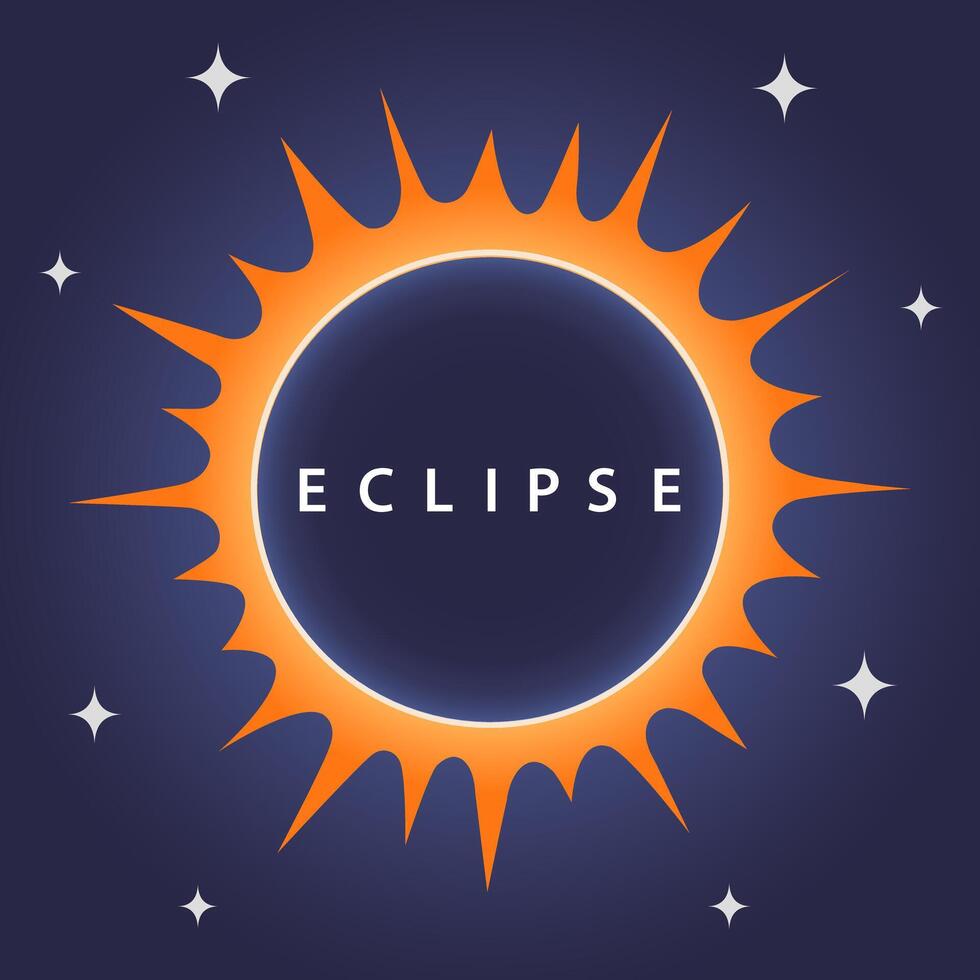 Total solar eclipse with stars on blue background vector